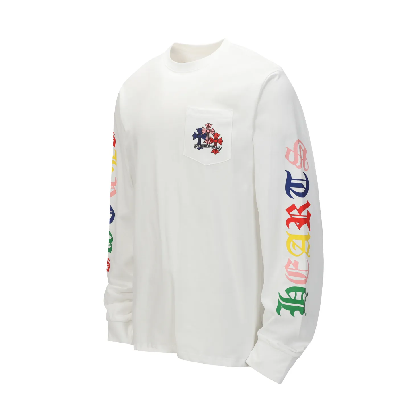P160 -Chrome Hearts/Chrome Hearts Colorful Cross ✝️Sanskrit letters explosive long-sleeved T-shirt -High weight, high density and high quality. The wool is soft, delicate and skin-friendly. It feels soft and silky. It has excellent warmth and skin-friendly properties.